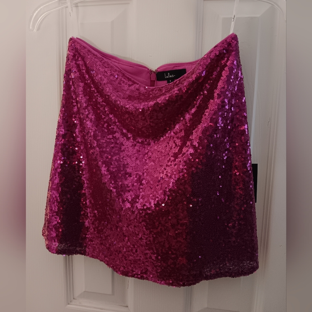 Lulu's Come My Way Pink Magenta Sequin Mini Skirt. Size S.